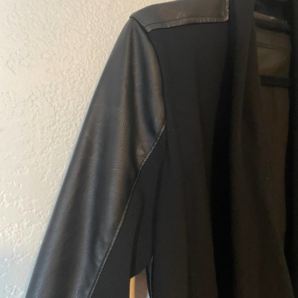 NFS BlankNYC Draped Faux Leather Zipper Front Asymmetrical Jacket Coat Size M - Picture 7 of 9